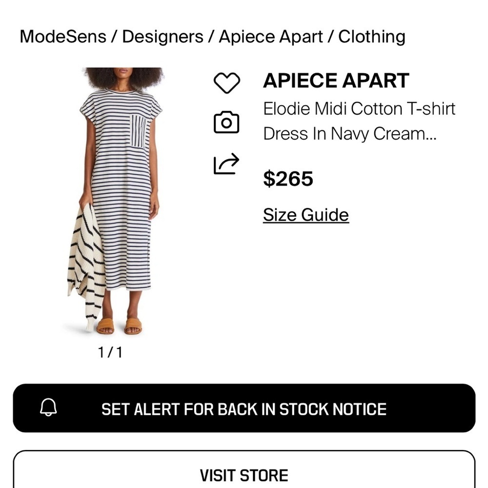 Apiece Apart Elodie Midi Cotton Tshirt Dress - Picture 3 of 10